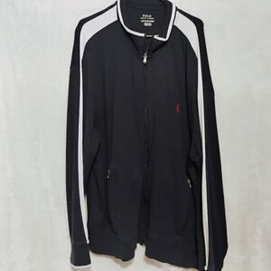Polo Ralph Lauren Navy Blue Track Jacket Mens 2XB Big Full Zip Pockets White